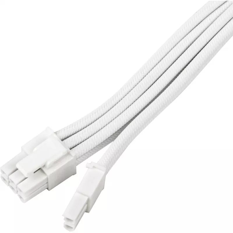 SilverStone SST-PP07E-PCI8W-V2 PCIe 8-Pin (6+2) Netzteil-Verlängerungskabel, weiß