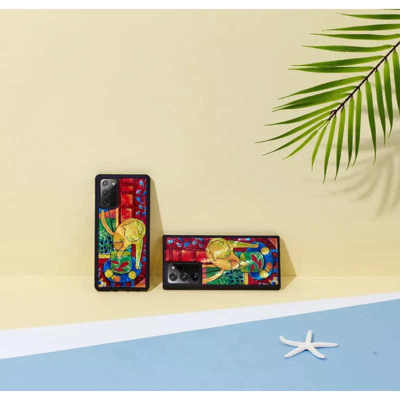 Handyhülle iKins für Samsung Galaxy Note 20 Ultra — Katzendesign roter Fisch