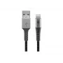 Goobay 49269 USB-A-auf-Lightning-Kabel, 2 m, Textilmantel, Metallstecker, MFi-zertifiziert, USB 2.0, Space Grau/Silber