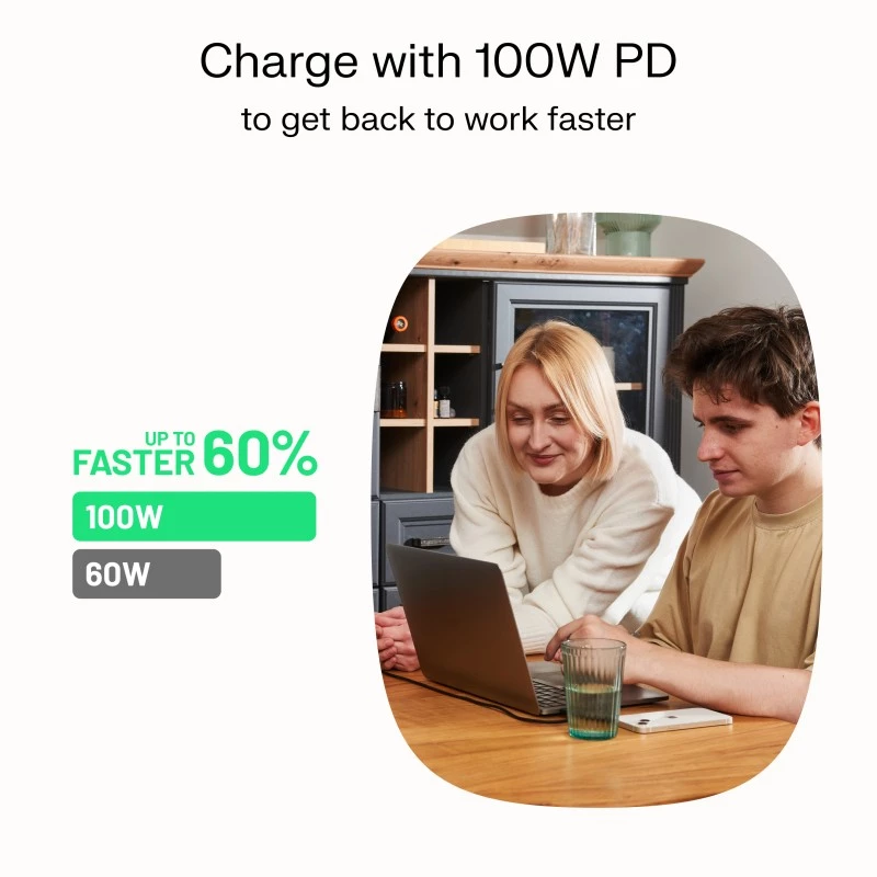 Kabel USB-C-USB-C PowerStream 100W geflochten 1,2m weiß