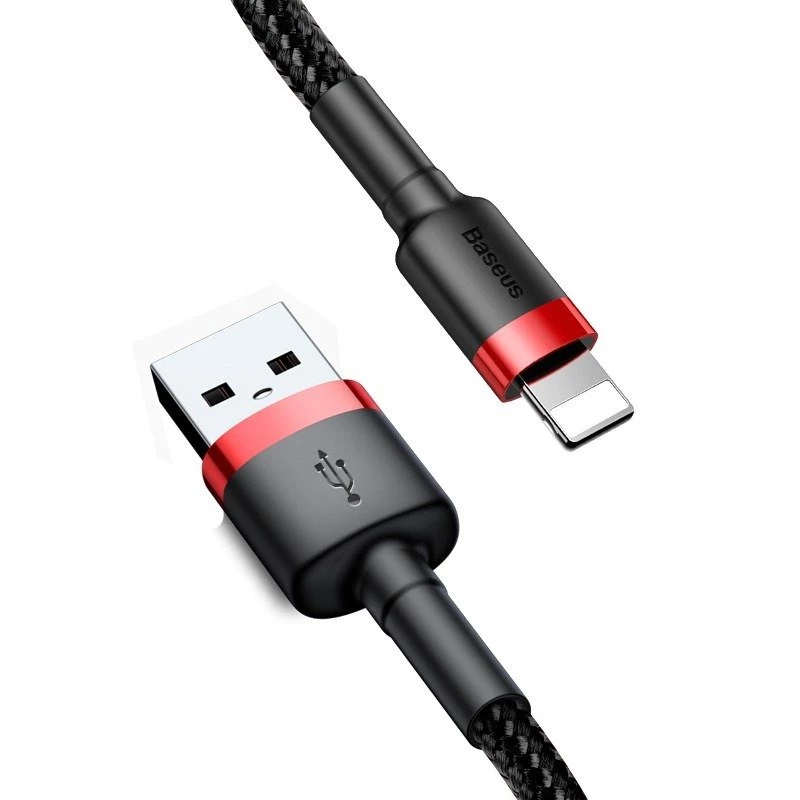 USB-A auf Lightning Kabel Baseus Cafule 2.4A QC 3.0, 1 m — schwarz/rot