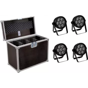 LED-Spot EUROLITE 7C-7 Silent schlank 4x mit Transportkoffer, kompaktes 4er-Set