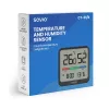 Savio CT-01/B kabelloser Temperatur- und Feuchtigkeitssensor für den Innenbereich, LCD, Uhr, Datum, Magnethalterung, schwarz