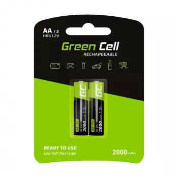 Wiederaufladbare Batterie Green Cell GR06 AA NiMH 1,2 V 2000 mAh, 2 Stück, 50,5 mm