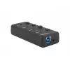 Natec Mantis 2 NHU-1557 4-Port-USB-3.0-Hub, USB-Type-B-Eingang, Ein-/Aus-Schalter, Netzteil, schwarz