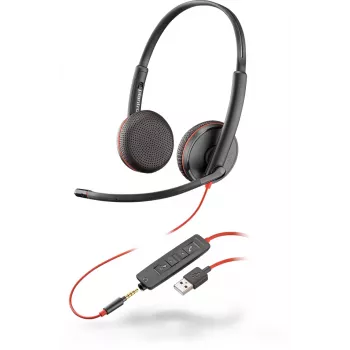 Headset HP POLY Blackwire C3225 kabelgebundenes USB-A-Headset mit Kopfbügel für Büro/Callcenter, 20–20000 Hz, 121 g, schwarz