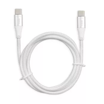 USB-C-auf-USB-C-Kabel IBOX IKUTC1W 1 m, USB 2.0, 3 A, weiß, Textilgeflecht