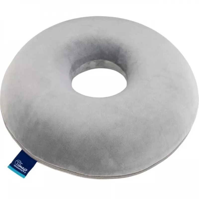 Druckkissen TIMAGO SUPPORT TIM Öffnung — Schaumstoff-Sitzkissen mit Mittelloch, 390×390×80 mm, grau