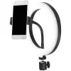 LogiLink AA0151 LED-Ringlicht für Smartphones, Ø 200 mm, 3 Farbmodi, dimmbar, 1/4-Zoll-Stativgewinde, mit Smartphone-Halterung, USB, 1,8 m Kabel, schwarz