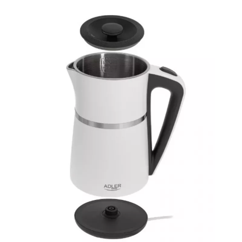 Wasserkocher Adler 1,7 l 1355 W weiß Doppelwand