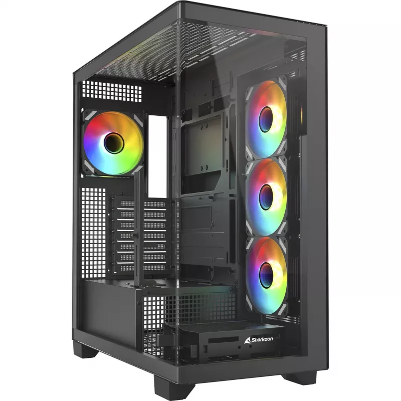ELITE SHARK CA500, Tower-Gehäuse schwarz, 2x gehärtetes Glas