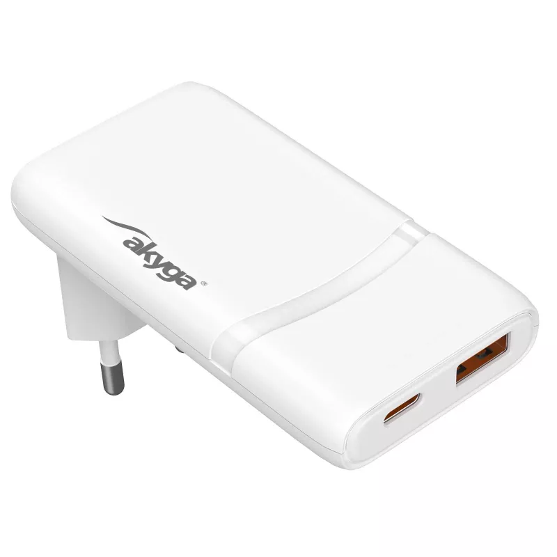 Akyga AK-CH-31 flaches GaN-USB-Ladegerät 65 W, USB-C PD + USB-A, Weiß