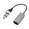 Gembird A-USB3AC-LAN-01 USB 3.1 + Type-C Gigabit-Netzwerkadapter, 1x RJ-45, 10/100/1000 Mbit/s, Metallgehäuse, Space Grau