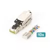 Feldkonfektionierbarer Stecker DIGITUS CAT 6A STP RJ-45 Stecker mit Staubschutzkappe und Knickschutz – 10er-Pack