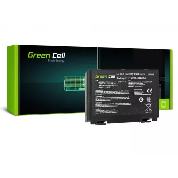 Battery Green Cell AS01 für ASUS K40 K50 K60 K70 X70, Li-Ion 10,8 V 4400 mAh, 6 Zellen, Schwarz