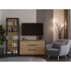 Kommode Topeshop 2D3S ANT/ART BA KPL — anthrazit und eiche, 3 Schubladen, Spanplattengestell