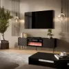 TV-Schrank Cama Meble LUCCA 180x40x59 cm, schwarze Oberseite und Rahmen, Spanplatte, inklusive schwarzem Kamin