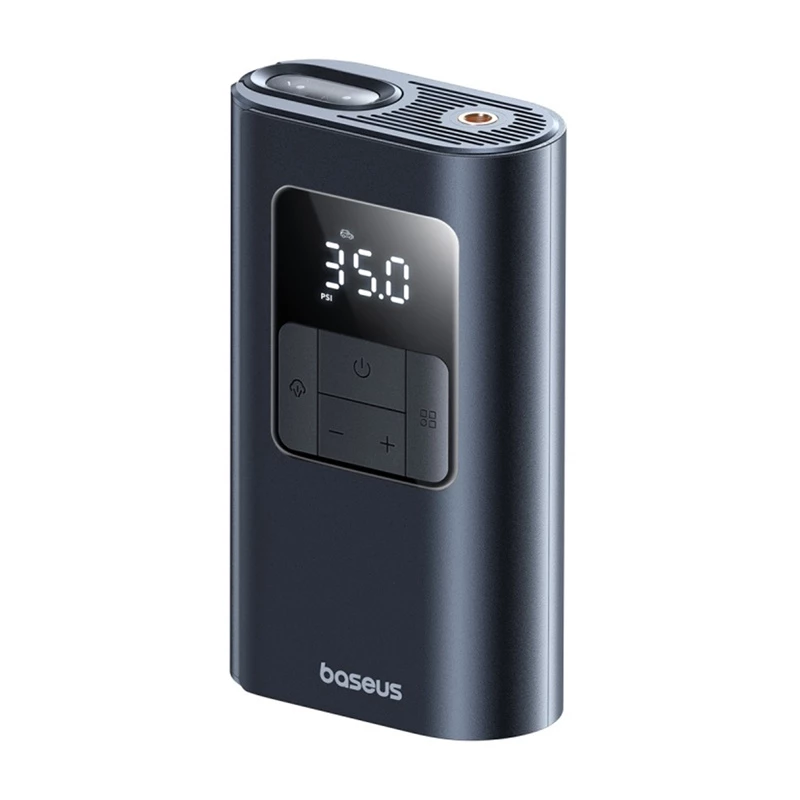 Baseus PrimeTrip VA1 tragbarer Reifenfüller, 75 W, 2-in-1 mit Taschenlampe und 6000-mAh-Powerbank, Schwarz