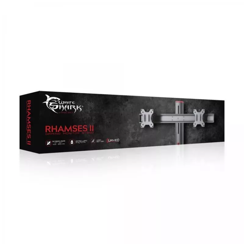 White Shark GMS-3202 RHAMSES-II Dual-Monitor-Tischhalterung, 17-27 Zoll, 2x7 kg, VESA 75x75/100x100