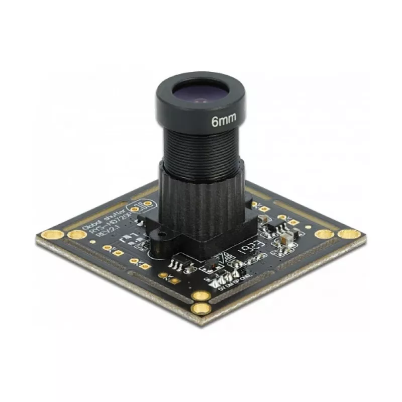 Delock 96397 USB 2.0 Kameramodul, 0,92 MP, Global Shutter, 36° Festfokus, Schwarz/Weiß