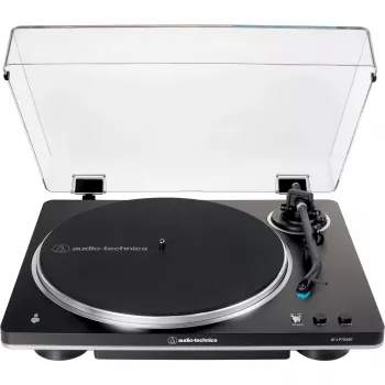 AT-LP70XBTBS, Plattenspieler Schwarz/Silber, integrierter Phono-Vorverstärker, Bluetooth, vollautomatisch, Riemenantrieb