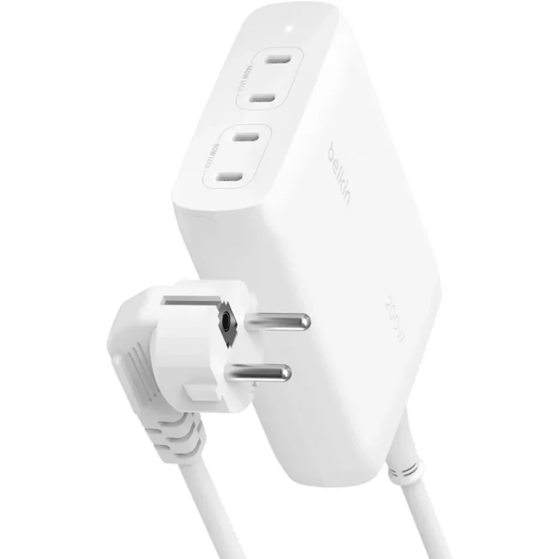 Belkin BoostCharge Pro 200 W 4-Port USB-C GaN Wandladegerät, Weiß (WCH015VFWH)