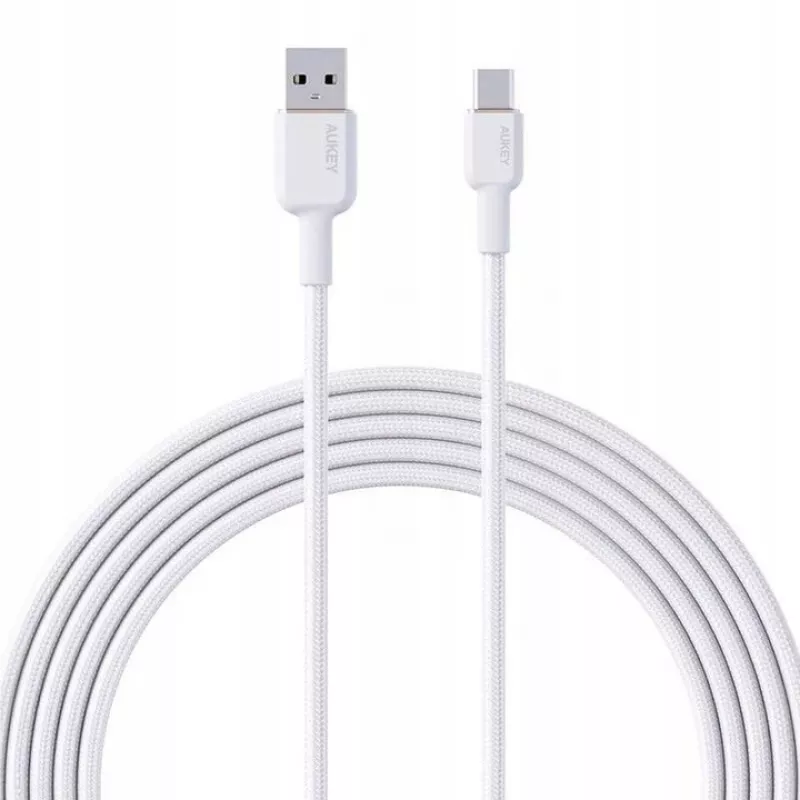 AUKEY CB-NAC1 Weißes Nylon-Kabel USB-C auf USB-A