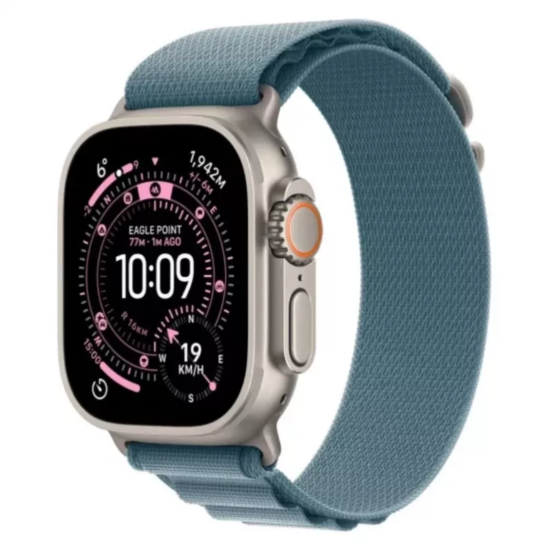 Watch Ultra 3 GPS + Cellular 49mm Natural Titanium Gehäuse mit Hellblauem Alpine Loop - Medium