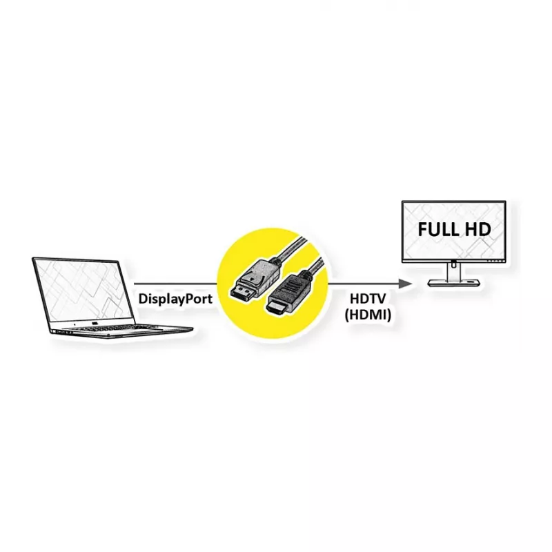 Video-Kabel-Adapter ROLINE 11.45.5780 1 m DisplayPort auf HDMI Schwarz