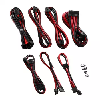 CableMod C-Series PRO RM Black Label Netzteilkabel-Kit CM‑PCSR‑16P3KIT‑NKKR‑R — schwarz-rot ummantelte modulare PSU-Kabel