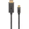 USB-Geflochtenes Adapterkabel, USB-C-Stecker > HDMI-Stecker, 4K / 60Hz (Schwarz/Silber, 2 Meter)
