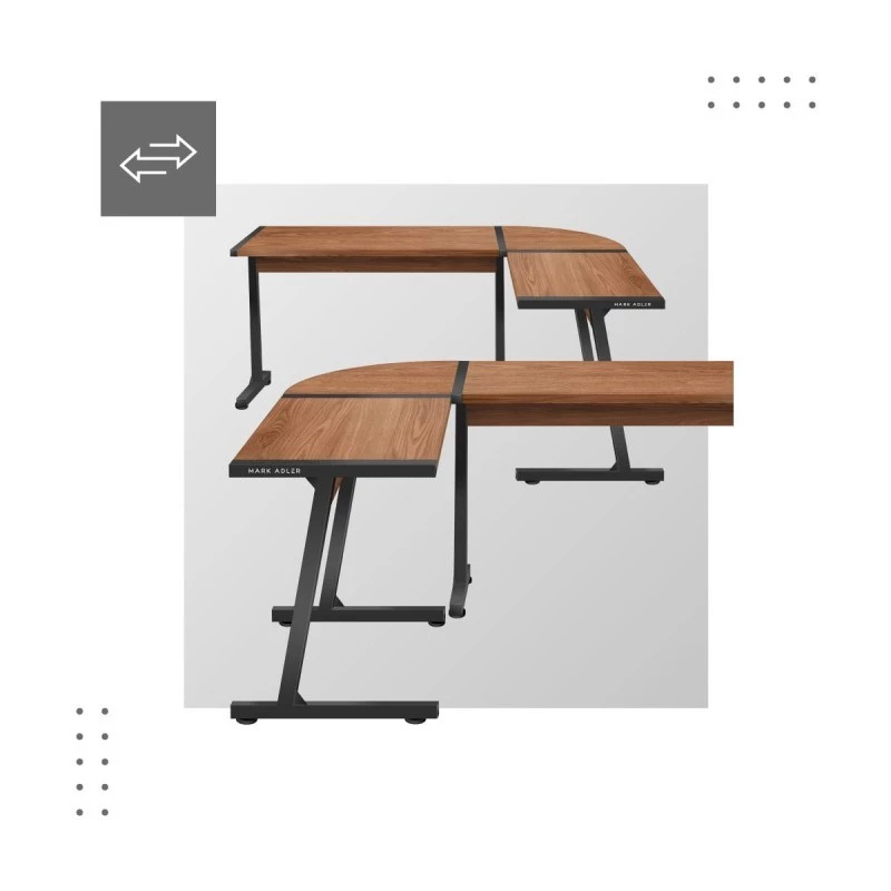 Holz-Eckschreibtisch mark adler Leader 5.5 WN – Spanplatte, Stahlrahmen, 1470×1120×740 mm