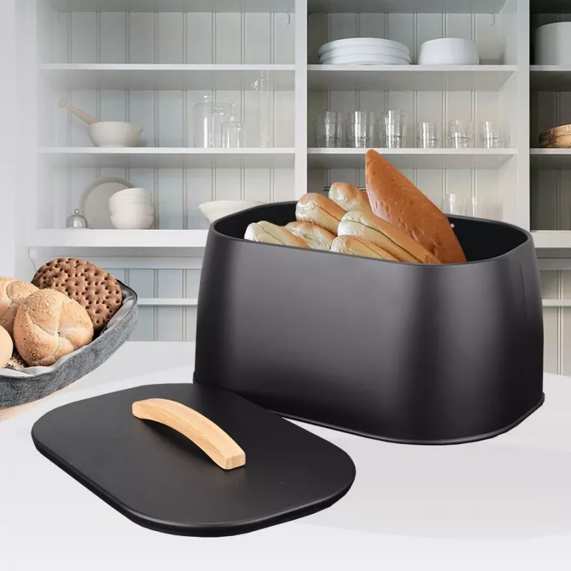 Brotkasten Maestro MR-1675-Schwarz, schwarzer Brotaufbewahrungsbehälter