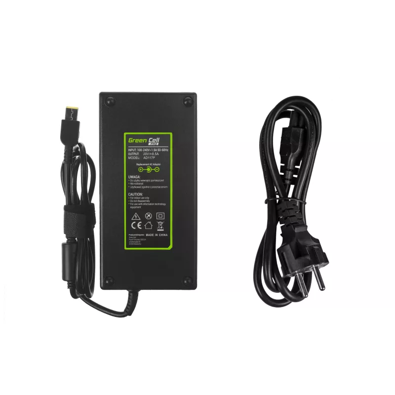 Netzteil Green Cell AD117P 170W 20V 8,5A für Lenovo-Laptops, Innenbereich AC/DC, schwarz