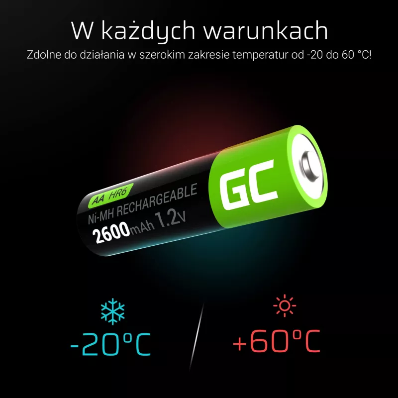 Wiederaufladbarer Akku Green Cell GR01 AA NiMH 1,2 V 2600 mAh, 4 Stück, grün
