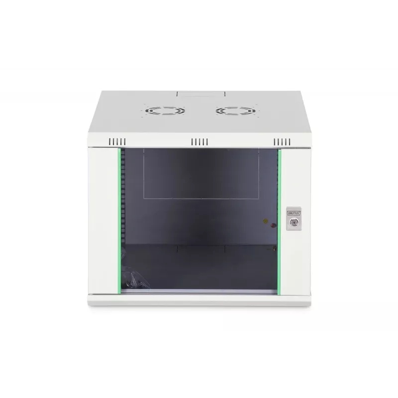 Wandmontierbarer 19-Zoll-Rackschrank DIGITUS Dynamic-N DN-37106 — 9U, 600x600 mm, IP20, Schlüsselschloss