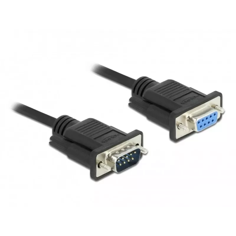 Delock RS-232 Serielles Kabel, D-Sub 9 Stecker auf Buchse, schlankes Steckergehäuse, 3 m, Schwarz