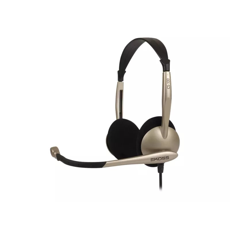 Koss CS100 Kabelgebundene On-Ear-Kopfhörer mit Mikrofon, Schwarz/Gold