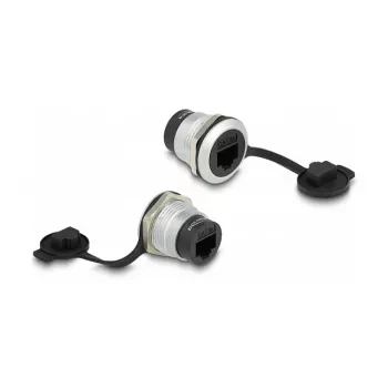DeLOCK 86968 RJ45 Cat.6A Einbau-Kupplung mit Staubschutzkappe, Schwarz
