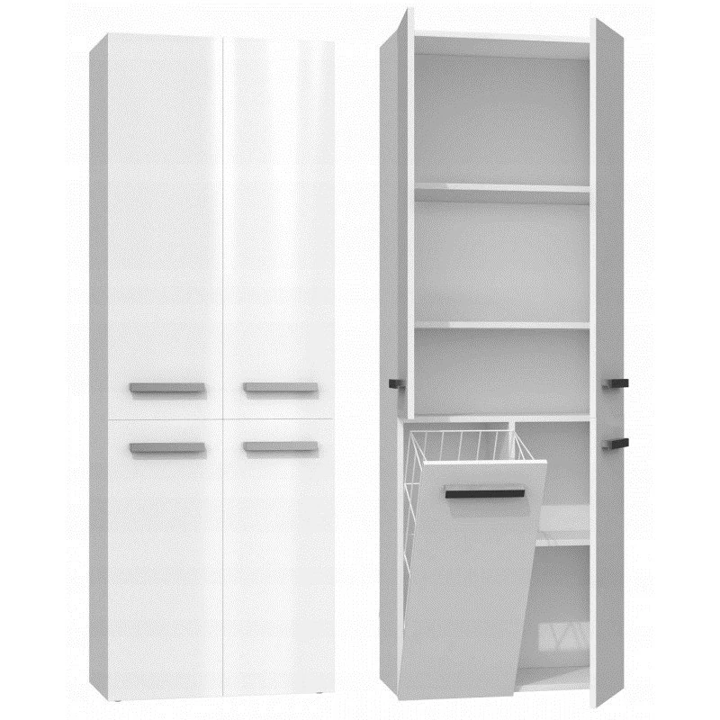 Topeshop NEL 1K DD Badezimmer-Stauschrank in Weiß Hochglanz