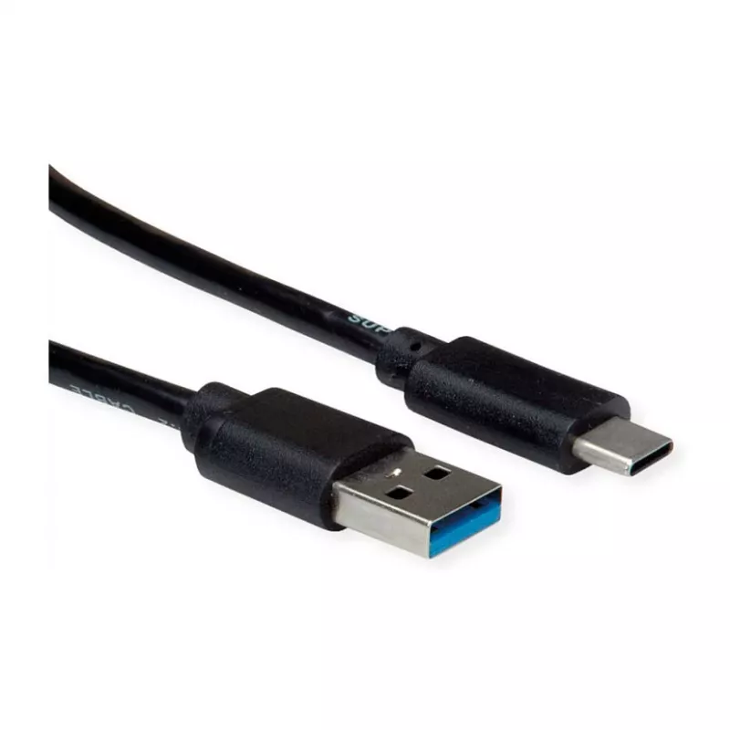 ROLINE RM USB 3.2 Gen 1 Kabel, A-C, ST/ST, schwarz, 0,5 m
