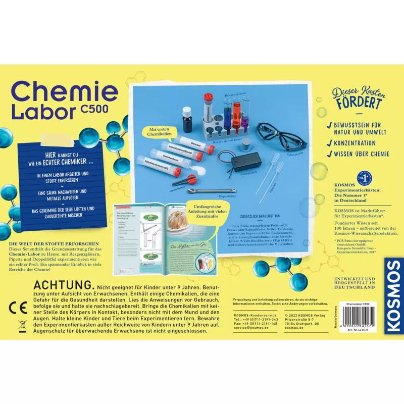 Kosmos Chemie labor C 500, Experimentierkasten, Chemie, 9 Jahr(e), Mehrfarbig