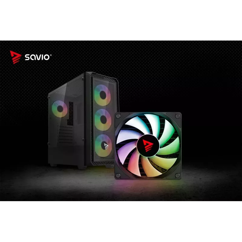 Savio Noctis Glass RGB Cube PC-Gehäuse, ATX/Micro-ATX/Mini-ITX, Front aus Hartglas, RGB-Lüfter, schwarz