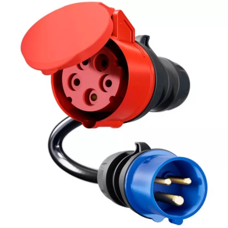 go-e CH-04-31 Adapter für Gemini flex 11 kW, CEE rot 16 A Drehstrom auf CEE blau 16 A, IP55, 0,3 m, Schwarz