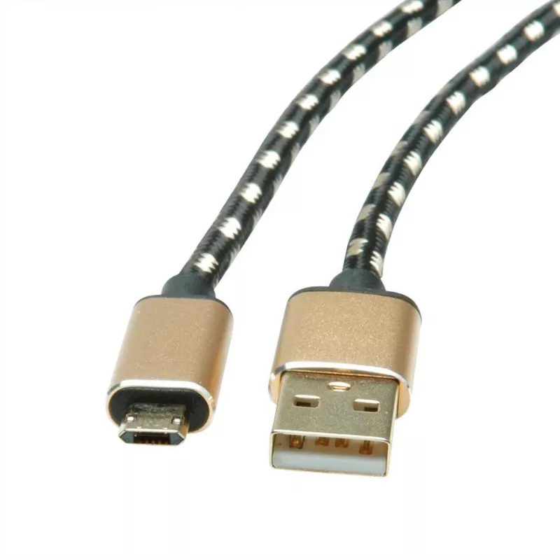 ROLINE 11.02.8819 USB-Kabel 0,8 m USB 2.0 USB C Micro-USB B Schwarz - Gold (11.02.8819)