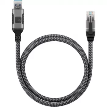 Techly ICOC U3A-RJ45-010 USB-A auf Gigabit Ethernet Adapterkabel, 1 m, Schwarz/Silber
