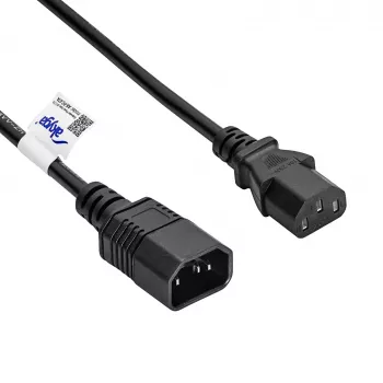 Akyga AK-PC-07A IEC C14 auf IEC C13 Stromverlängerungskabel, 3x 0,75 mm², 3 m, Schwarz