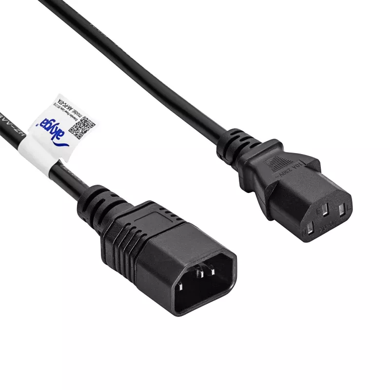 Akyga AK-PC-07A IEC C14 auf IEC C13 Stromverlängerungskabel, 3x 0,75 mm², 3 m, Schwarz
