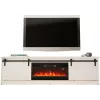 TV-Schrank mit elektrischem Kamin Cama Meble GRANERO Modell RTV GRANERO + KOM B/B, 200 x 56,7 x 35 cm, Weiß/Hochglanzweiß, 2 Türen, 2 Einlegeböden, MDF/Spanplatte