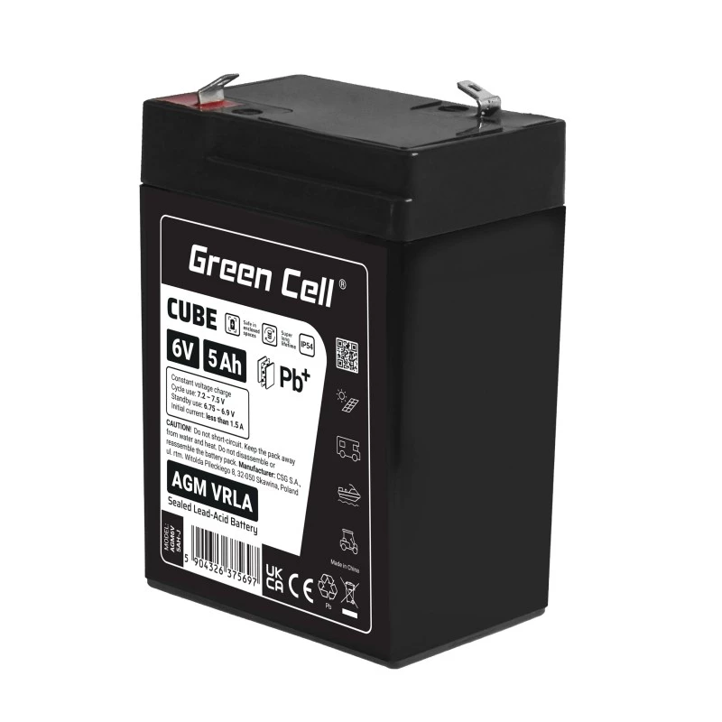 UPS-Batterie Versiegelte Blei-Säure Green Cell AGM6V5AH-J 6 V 5 Ah